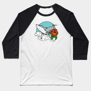 Whale with Flower Baseball T-Shirt